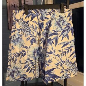 H&M Linen Blend Floral‎ High Waist Elastic Waistband Size S NWT